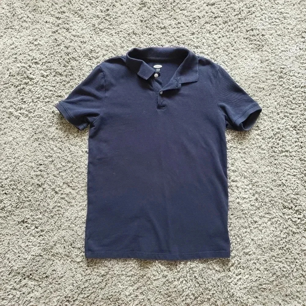 Boys Old Navy Polo Stretch Shirt L 10-12 Navy Blue